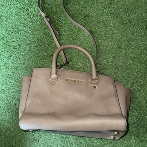 Michael Kors Cynthia Crossbody‎ Purse Brown Shoulder Bag Canvas Coated
